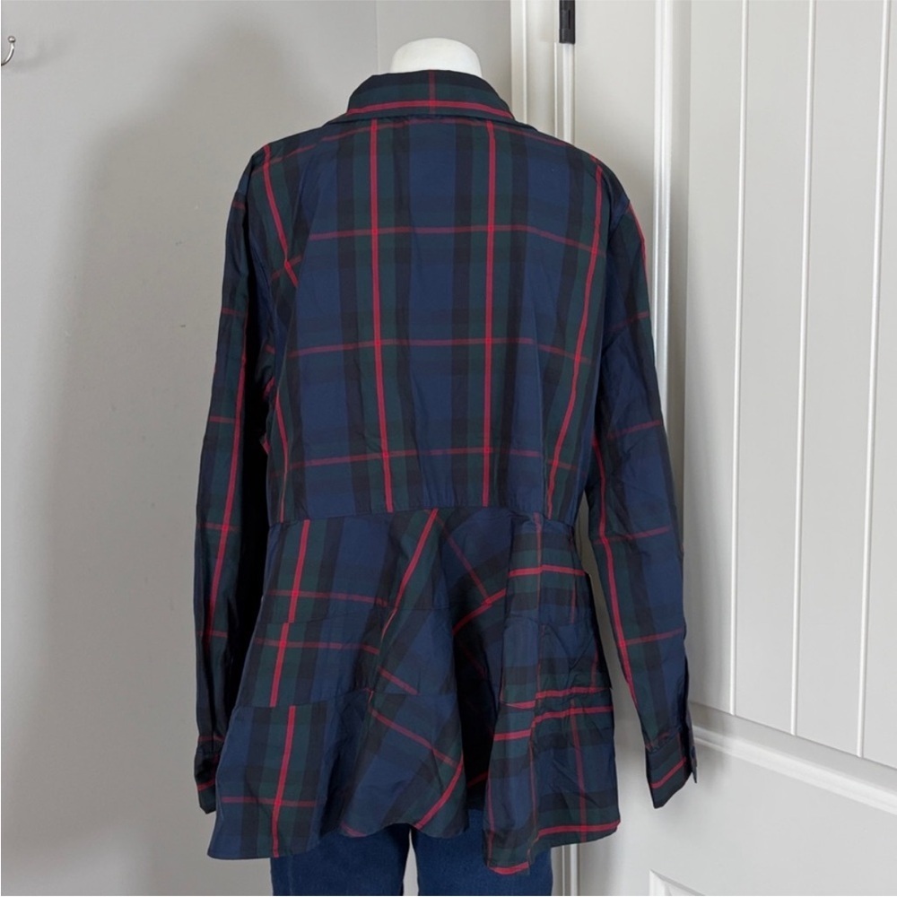 Tuckernuck POMANDER PLACE Fraser Plaid Ashlen Blouse Navy Blue Green Sz S - Picture 10 of 13